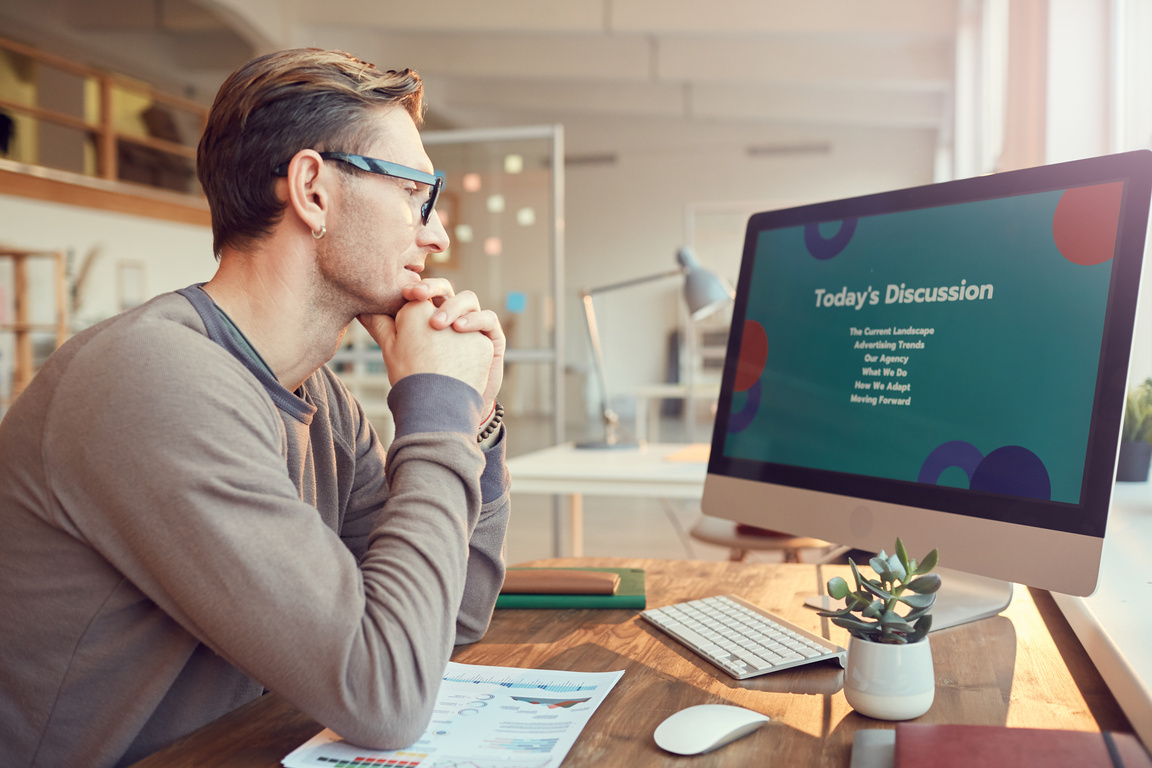 Businessman Working on Presentation